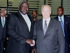 February 24, 2015: His Highness the Aga Khan with Minister Oryem Okello in Kampala, Uganda