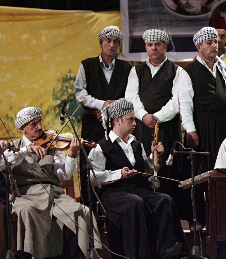 Iraqi musicians take part in a maqam music festival in Baghdad in 2009. (Photograph: AFP/Getty Images via The Guardian)