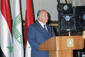 His Highness the Aga Khan speaking at the Aga Khan Award for Architecture ceremony held in Aleppo. AKDN / Patrick Ruchdi