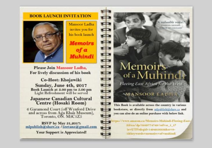 Book launch in Toronto: Mansoor Ladha’s Memoirs of a Muhindi