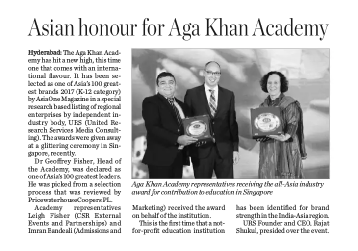 Asian Honour for Aga Khan Academy Hyderabad